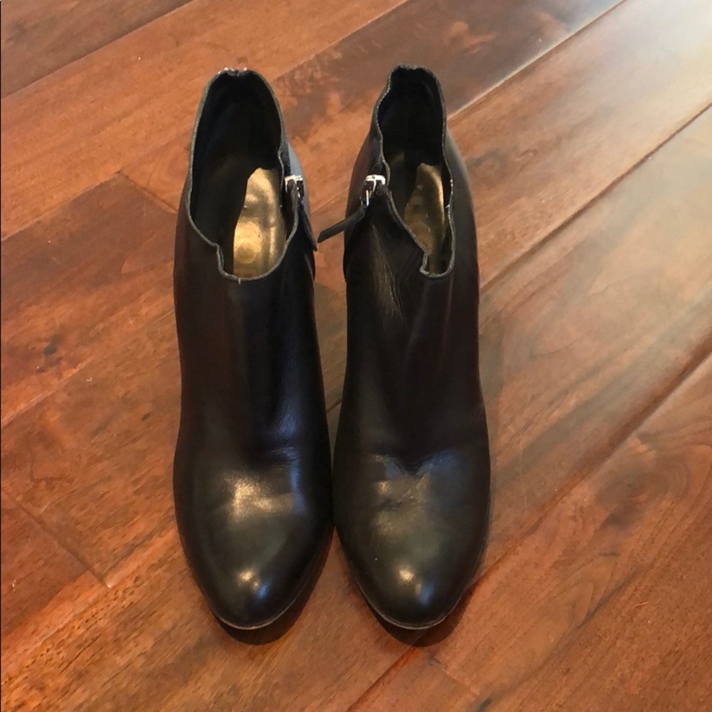 Michael Kors black leather heeled booties